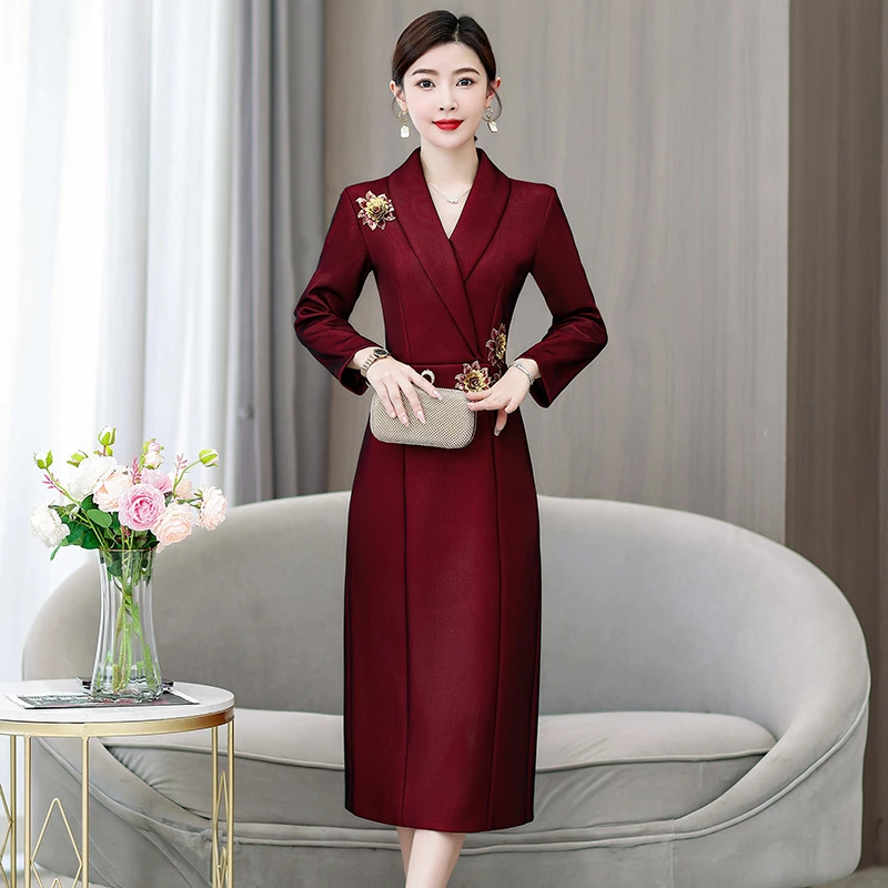 喜婆婆婚宴装旗袍2025秋季婚礼妈妈礼服丈母娘年轻高端敬酒连衣裙