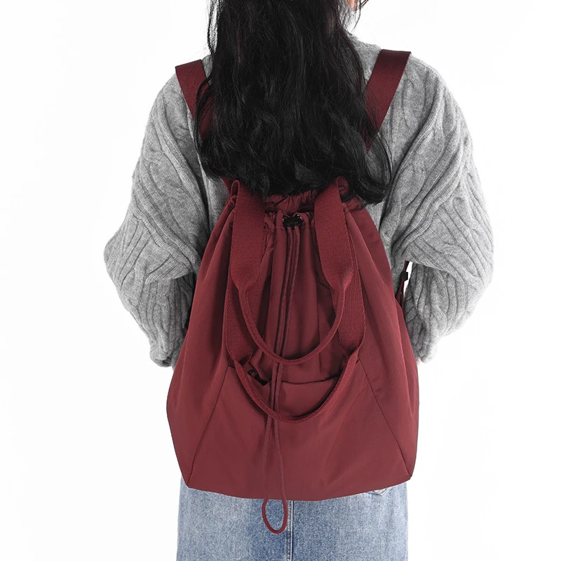 抽绳束口小背包轻便户外运动双肩包休闲尼龙手提包旅行袋女大学生