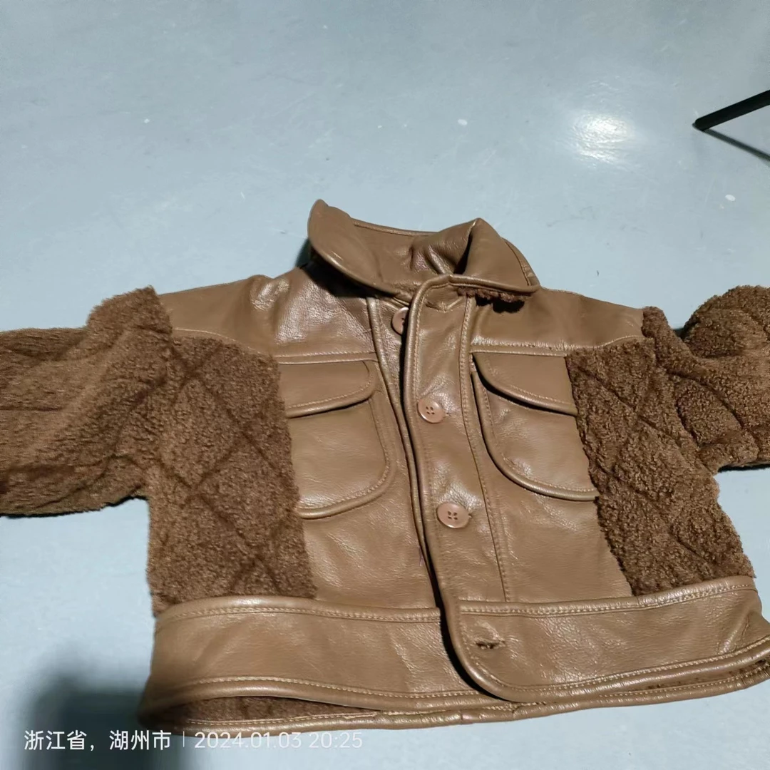 HF-QB-1063儿童外套皮衣韩版咖色