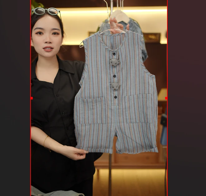 2026新款夏季儿童经典时尚舒适复古宽松水洗无袖百搭连体衣18570