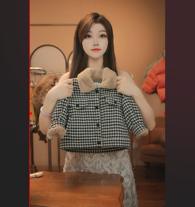 【千鸟格】2025秋冬季时尚新品加绒儿童休闲翻领加厚外套33905