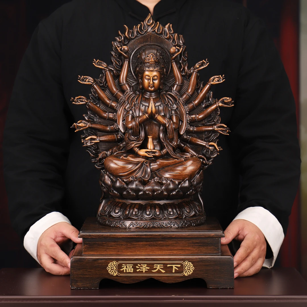 千手观音菩萨佛像摆件千眼观世音家用寺庙客厅玄柜关办公室装饰品