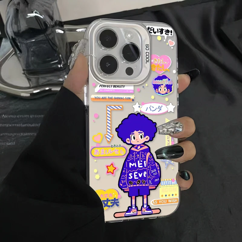 适用于苹果15华为mt60荣耀小米全包vivo彩银手机壳创意个性