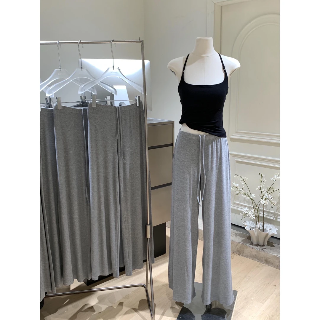 糯糯灰色宽松版软糯抖抖裤针织阔腿休闲舒适松弛长裤