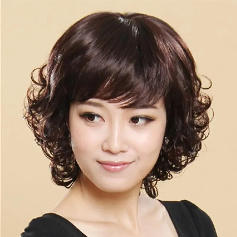 假发女短发蓬松自然短卷发女中老年女士假发全头套式气质妈妈小卷