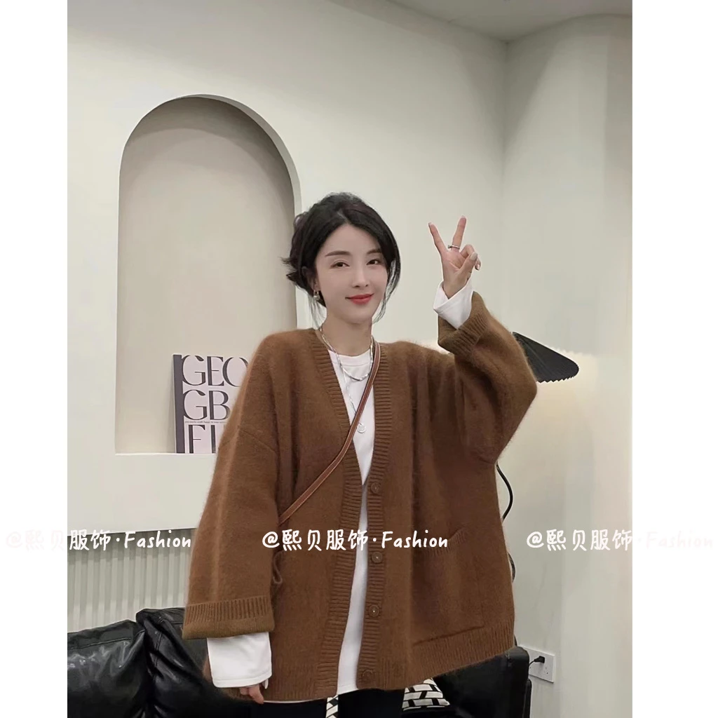 【年终大回馈 只出不进】韩系宽松加厚浣熊绒针织开衫&C3860