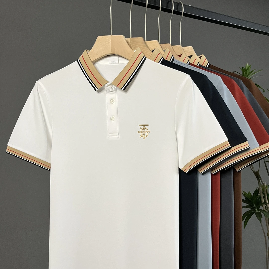 男士polo上衣夏季轻奢简约休闲商务翻领百搭透气半袖韩版修身T恤