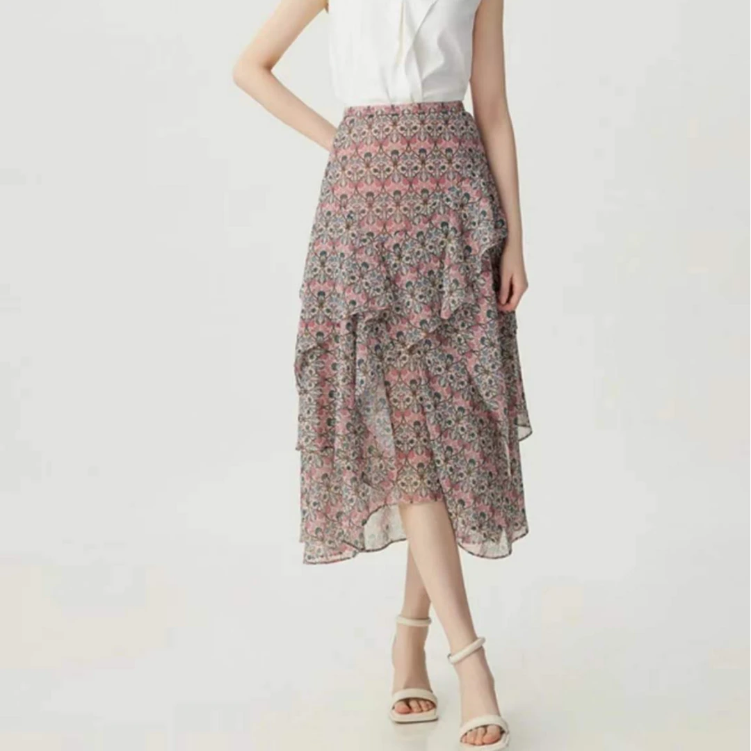 【商场同款】不规则印花裙春夏百搭碎花气质中长款半身裙女5200460