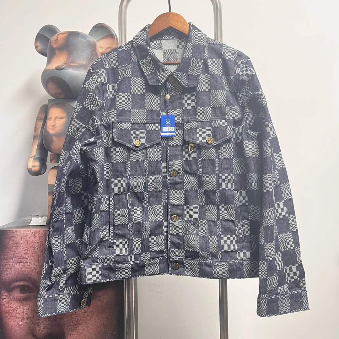 Louis Vuitton Lv棋盘格牛仔外套 H1707 50 衣长66 胸围58 99新