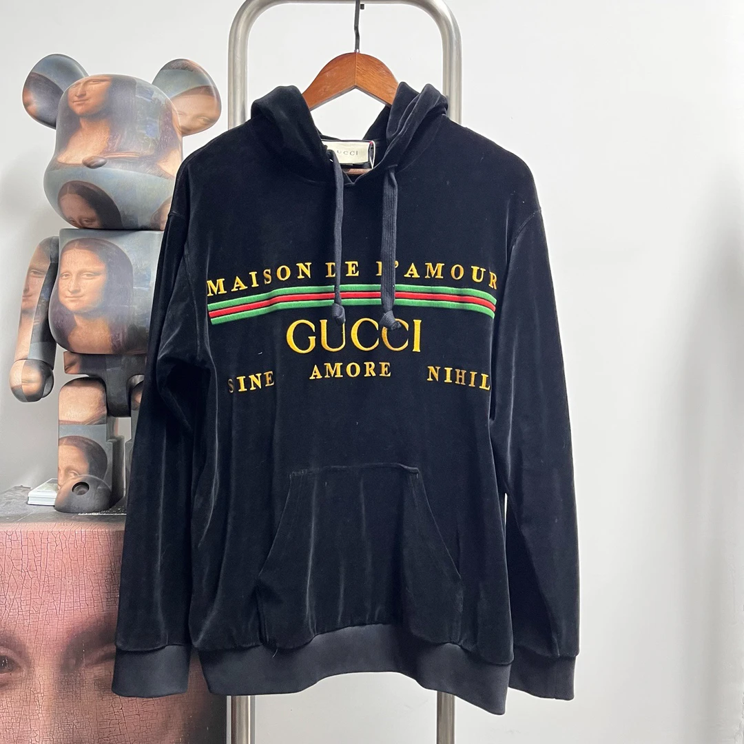 Gucci古驰丝绒腰带帽衫 I2318 尺码:M 衣长65 胸围58 新旧:99新
