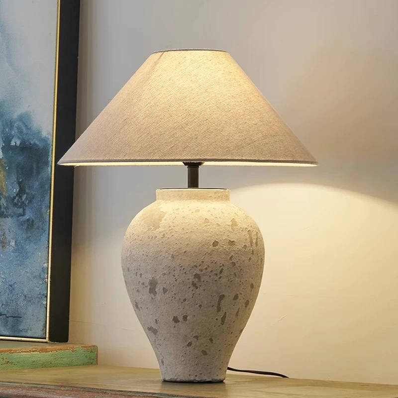 新中式陶罐台灯客厅中国风复古民宿装饰灯侘寂风书房卧室床头台灯