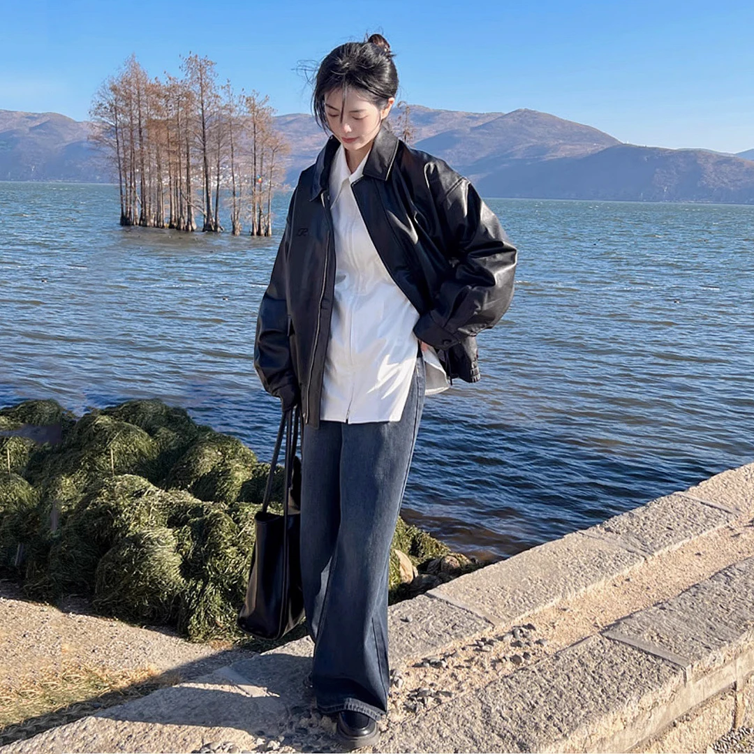 皮衣外套女2025新款韩版百搭宽松休闲显瘦机车服港风复古pu皮夹克