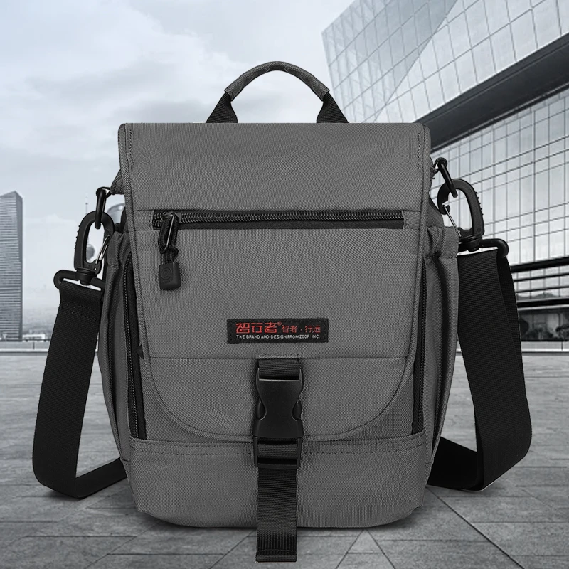 智行者男包尼龙单肩斜挎包休闲牛津布户外防水相机包轻便黑色时尚