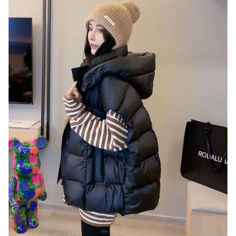 冬季断码新款薄羽绒羽绒衣马甲女设计感小众韩版宽松洋气加厚连帽