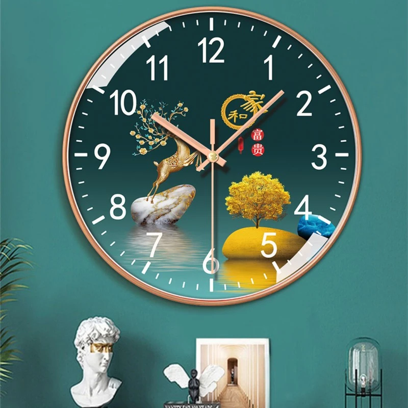 恒齐简约静音挂钟8英寸直径20厘米轻奢时尚卧室钟表家用创意时钟