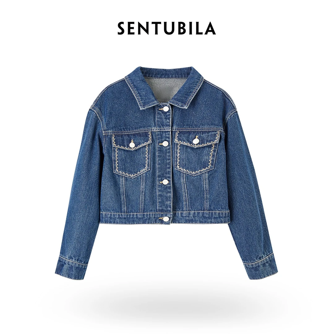 上新酷飒通勤立体裁剪好穿水洗牛仔长袖外套50387