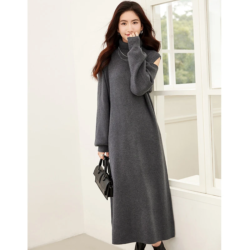 优雅知性气质立领无袖连衣裙可以两穿罩衫开衫毛织套装8507X