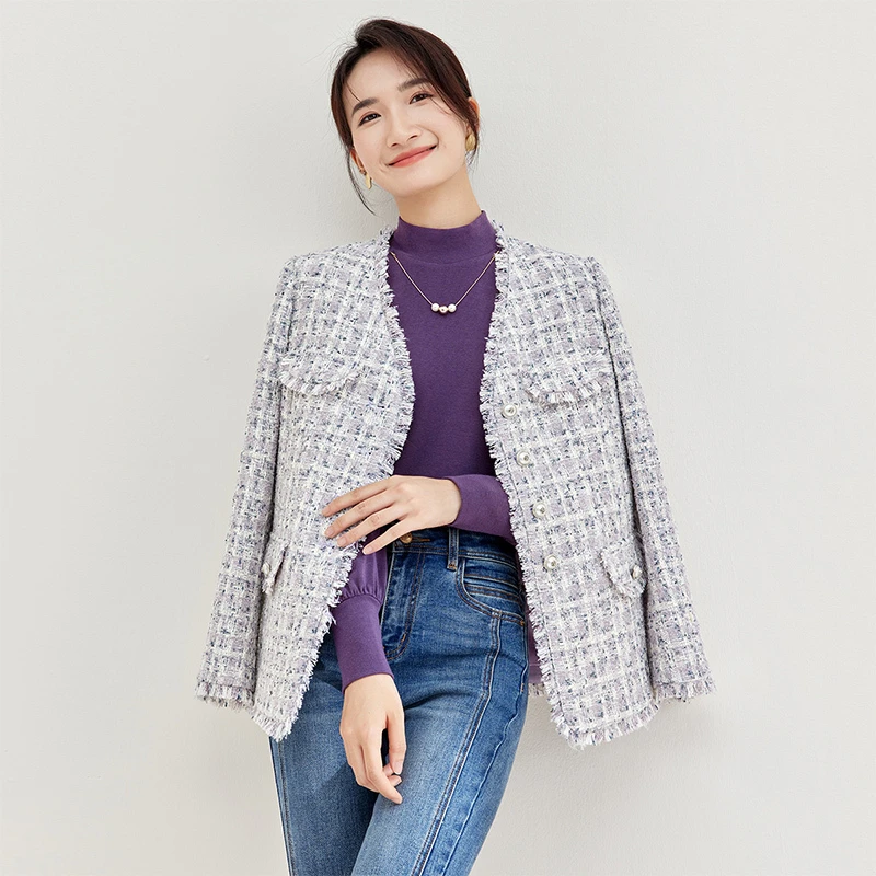 人间富贵花优雅名媛风减龄小香风V领外套58038X