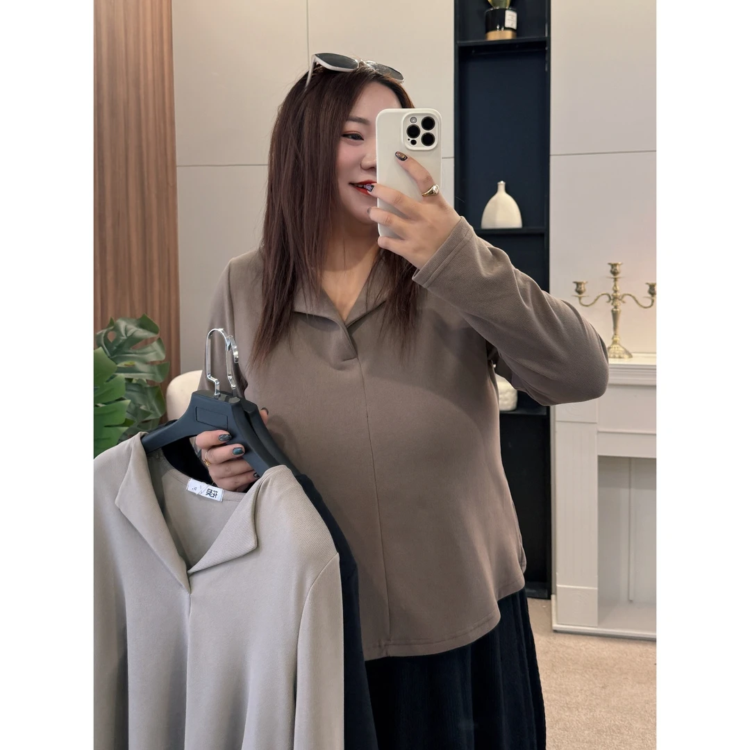 断码捡漏~静谧素雅 / 显脸小精致上衣小衫11462花契200斤胖mm冬季