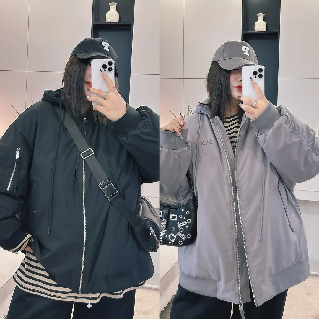 美式黑本 / 宽松情侣炸街面包棉服4195花契200斤胖mm冬季宽松减龄