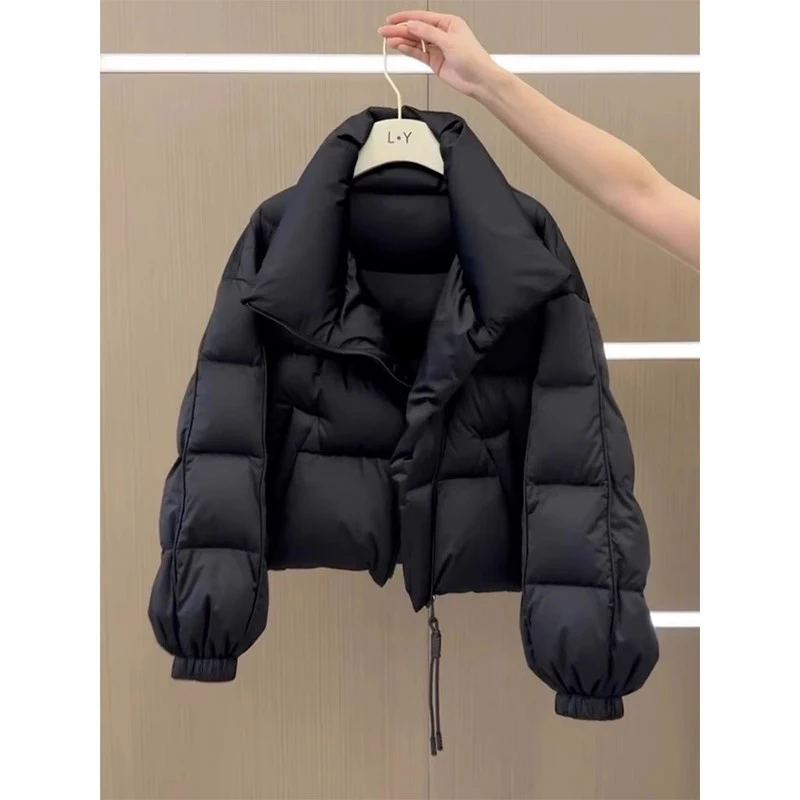 高级感加厚短款立领棉袄棉服外套女冬季2025新款时尚保暖黑色棉衣