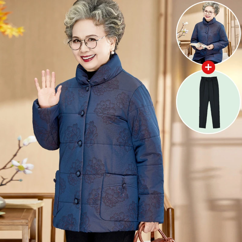 奶奶冬装棉服外套老年人妈妈冬季加厚唐装棉袄60岁70老太太棉衣女