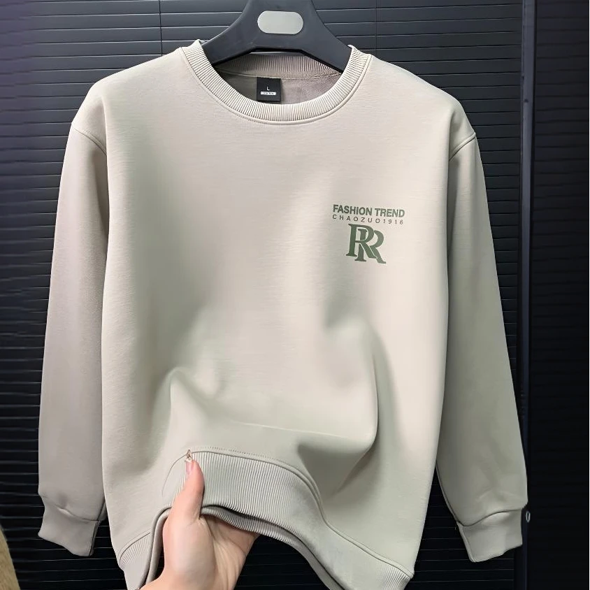 圆领简约男士男款宽松休闲男长袖时尚百搭潮流套头卫衣男士上衣