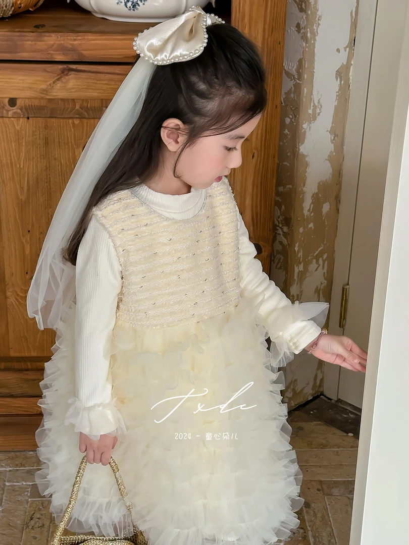 原创新款秋冬生日周岁礼服春款小香风蛋糕童装蓬蓬公主裙（三件套）