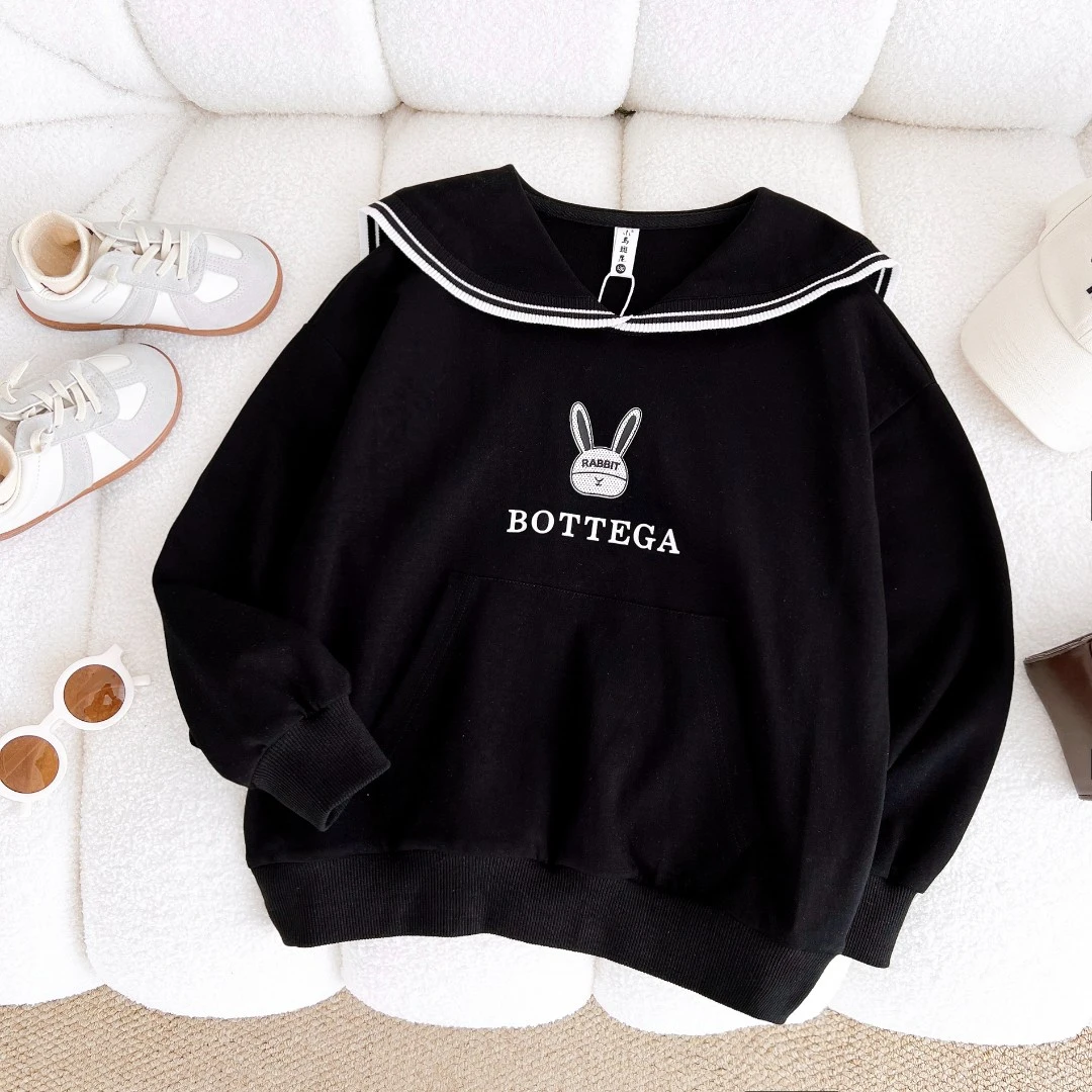 2024春季新款女童装清新百搭儿童学院风翻领卫衣YGYC36681