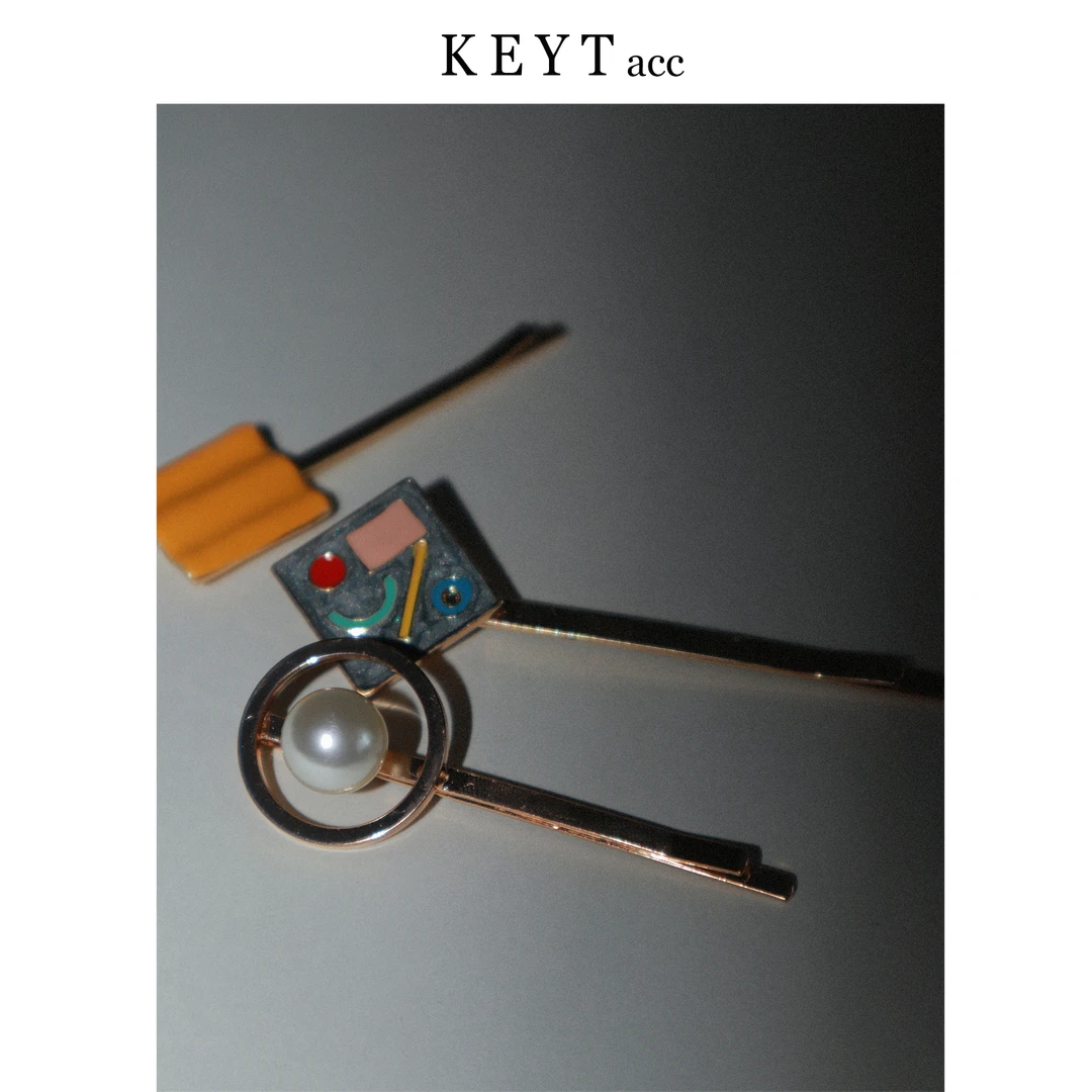 KEYT 合金发饰 橙色方形珠珠发夹组