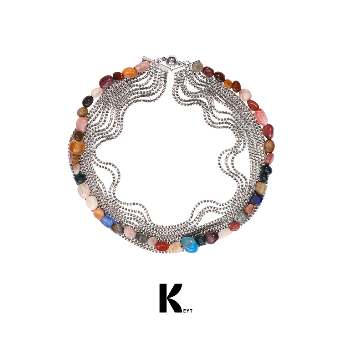 KEYT 铜合金项链 彩色石子多层链条项链【粉丝福利】