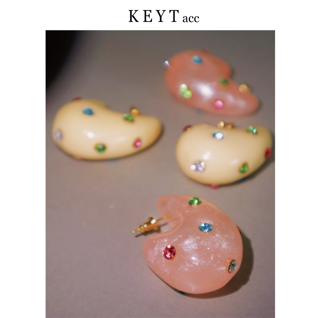 KEYT 非金属树脂耳饰 不规则碎闪双色L耳环