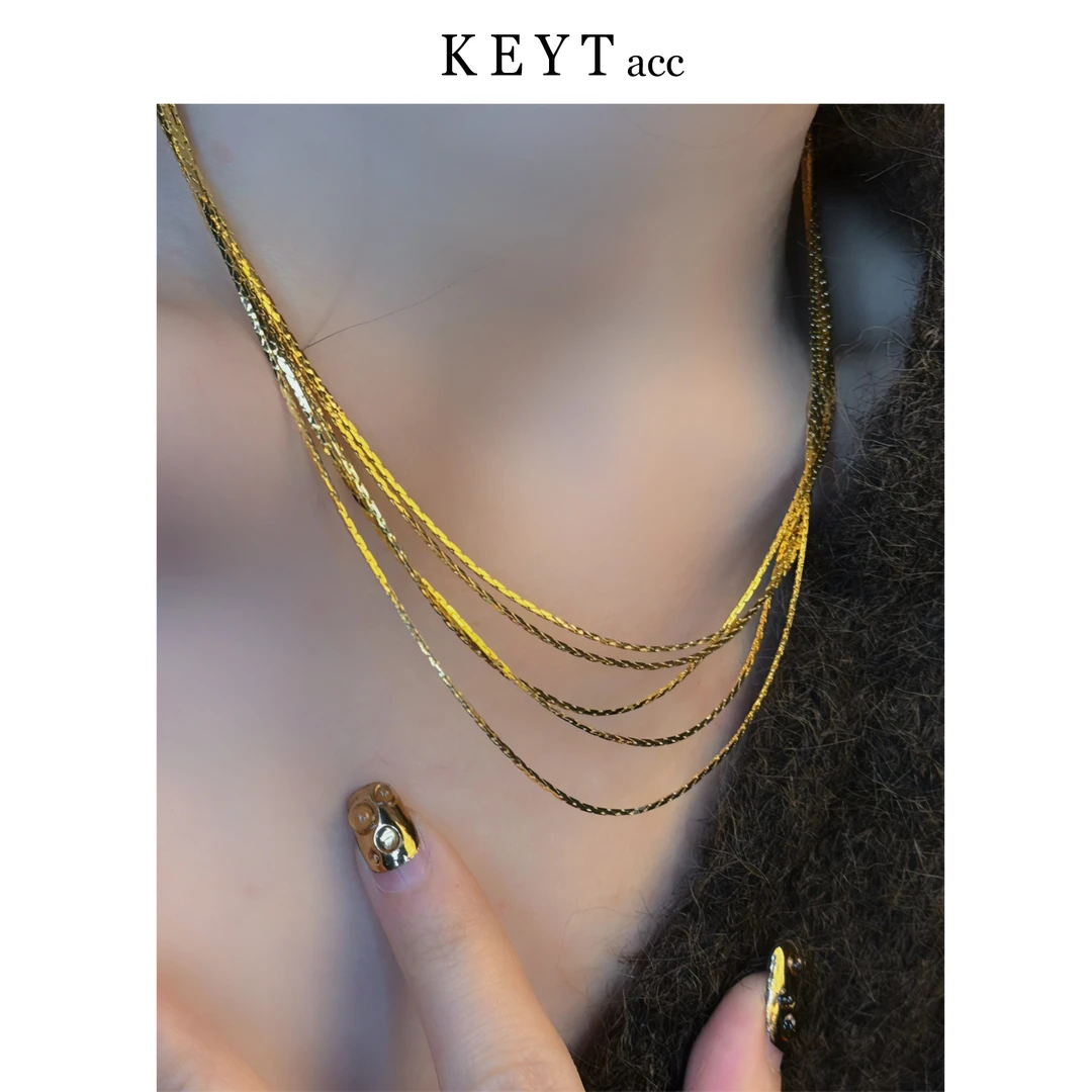 KEYT 铜合金项链 金丝多链简约轻奢百搭项链