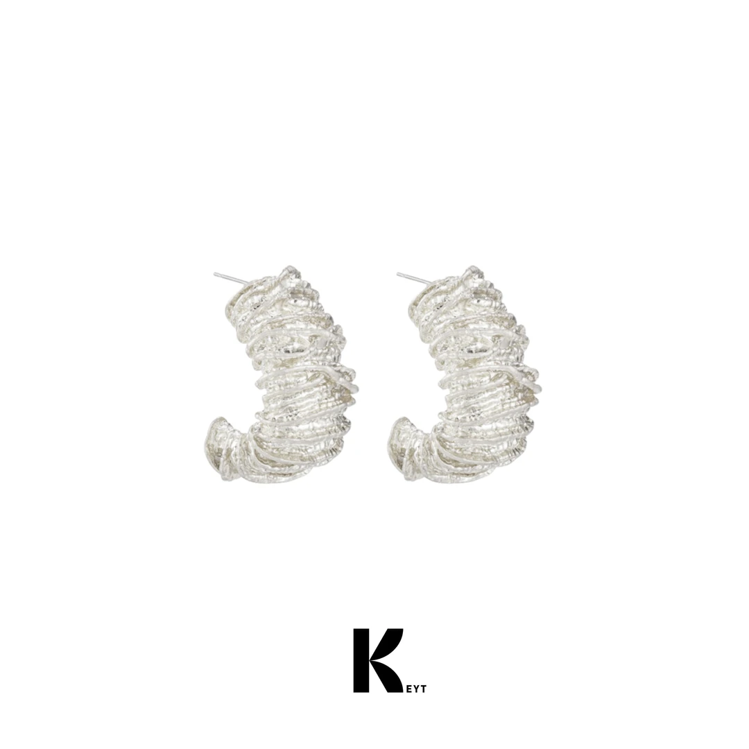 KEYT 铜合金耳饰 砂银色贝壳螺纹耳环