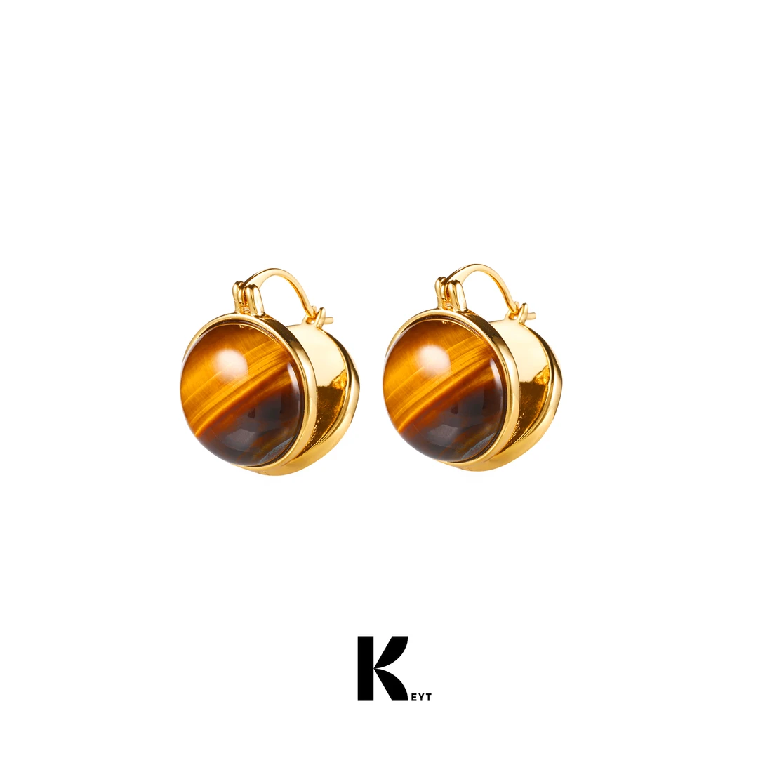 KEYT 铜合金耳饰 美拉德虎眼质感耳环