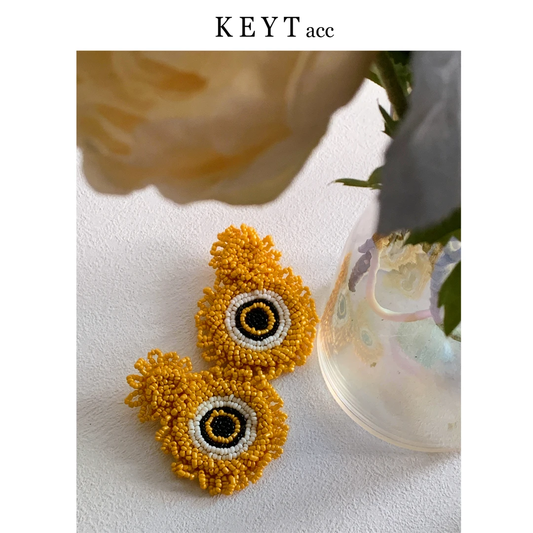 非金属耳饰 黄色大眼怪彩色简约时尚耳环