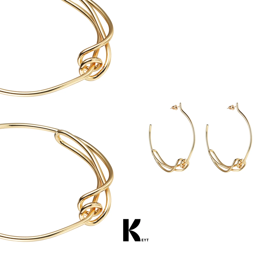 KEYT 铜合金耳饰 金色极简缠绕大耳圈