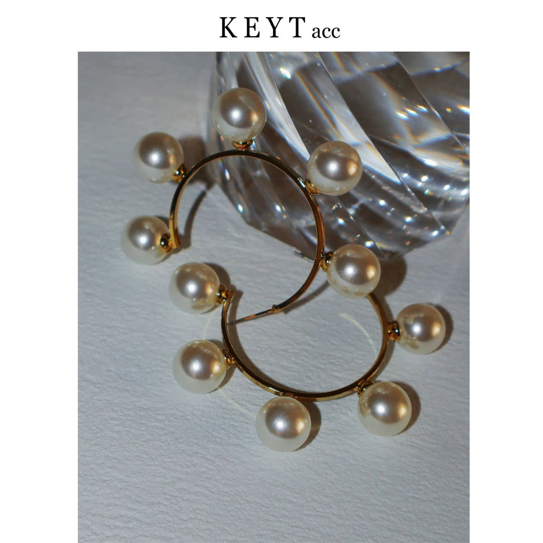 KEYT 合金仿珍珠耳饰 珠珠太阳花C圈百搭耳环