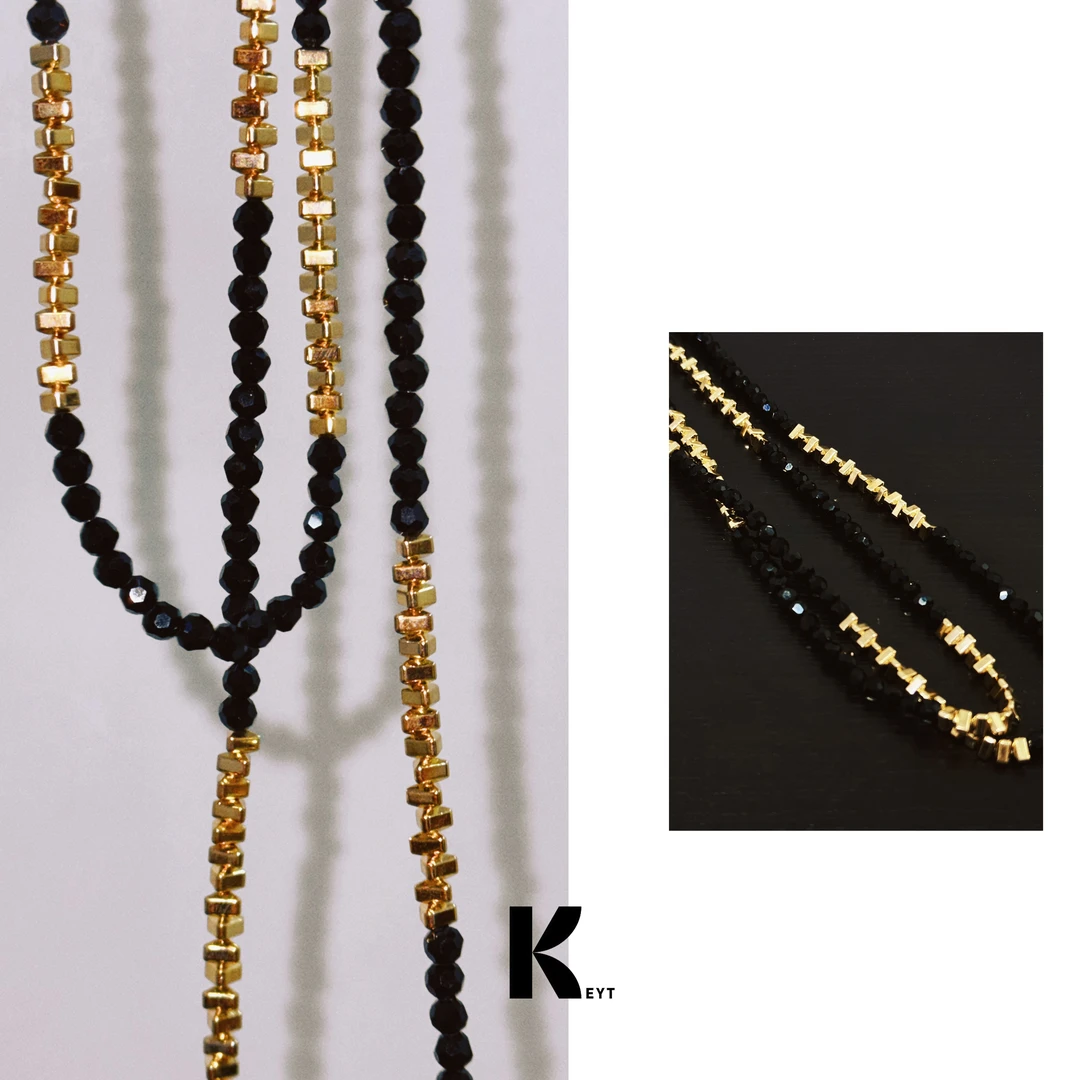 KEYT 铜合金玻璃项链 黑金高级轻奢项链