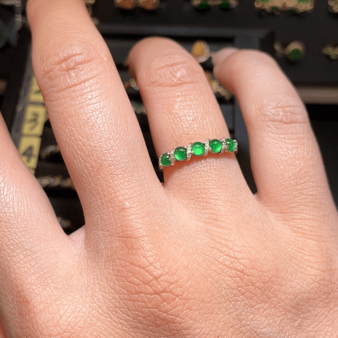 【闪购商品】翡翠戒指18K金镶嵌超**吖