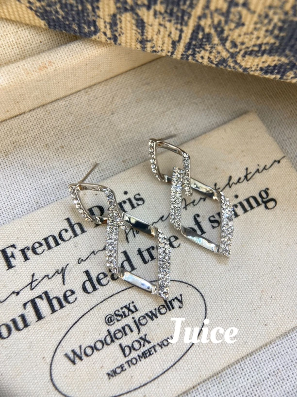 锌合金耳饰 精美棱形耳环高端时尚气质耳环