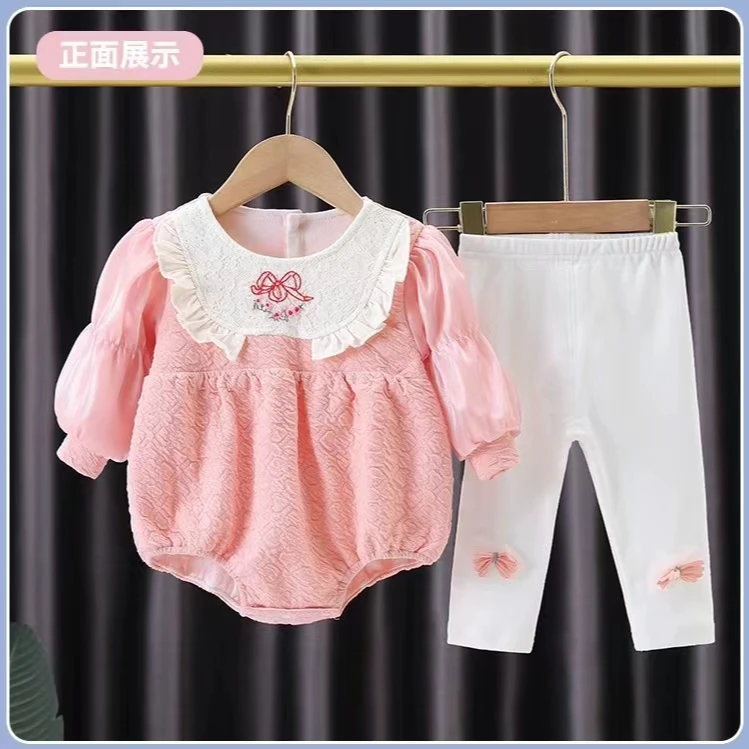 春季新款新生儿婴幼儿衣服长袖包屁衣春秋春款公主洋气女宝宝爬服