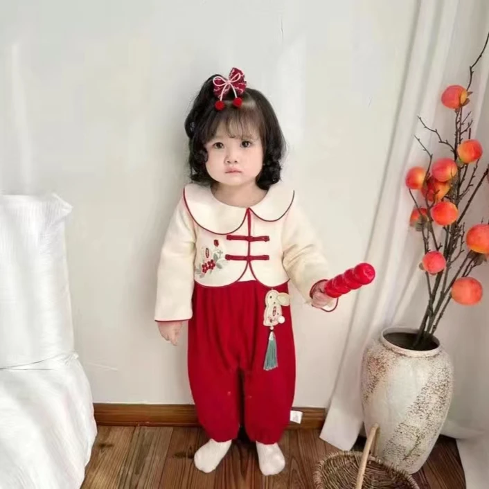 春装单层婴儿连体衣新生儿衣服哈衣洋气满月女宝宝哈衣公主秋季