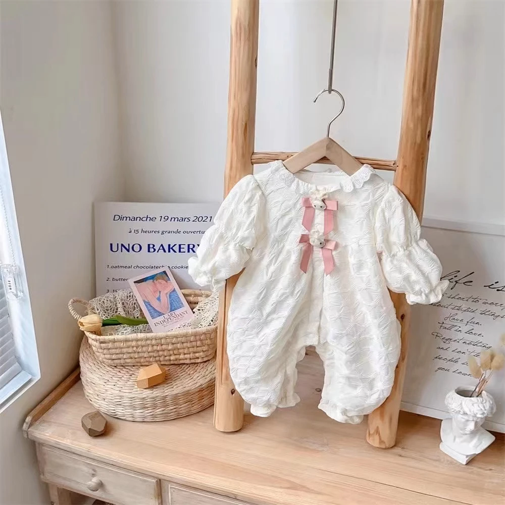 春秋双层连体衣婴儿衣服春秋款新生儿哈衣公主风女宝宝秋季外出服