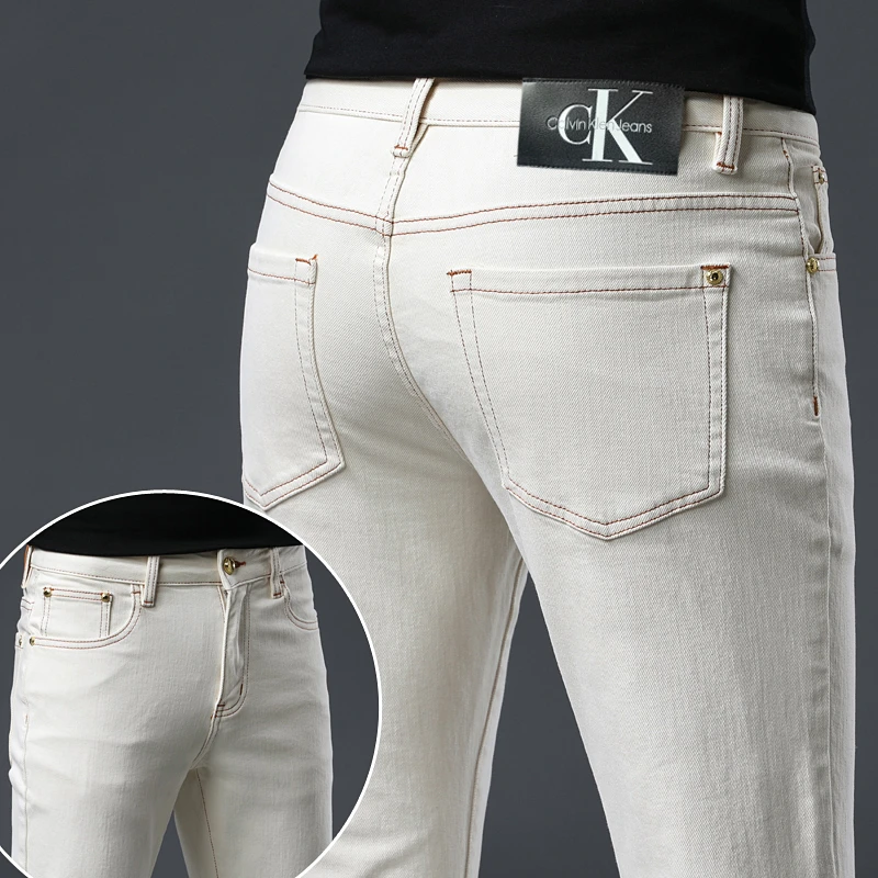 日常通勤男装ck牛仔裤男款秋冬轻奢高档时尚商务休闲男士长裤子
