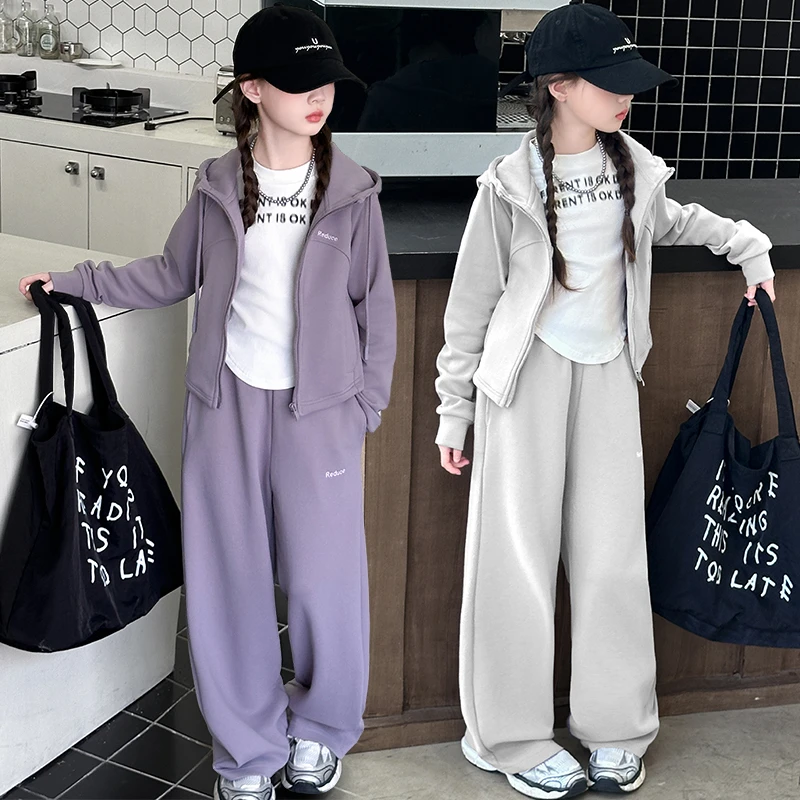 女童套装2025新款儿童时髦洋气6-12岁14中大童卫衣两件套春秋衣服