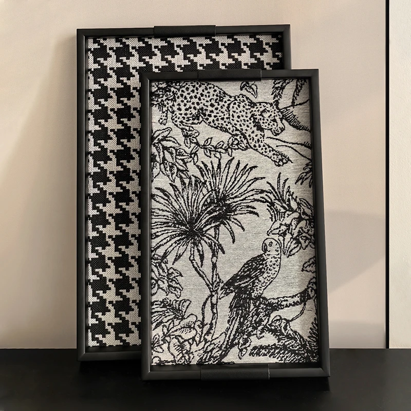 态生活轻奢复古风提花铁艺香薰托盘家用玄关首饰收纳展示盘置物盘