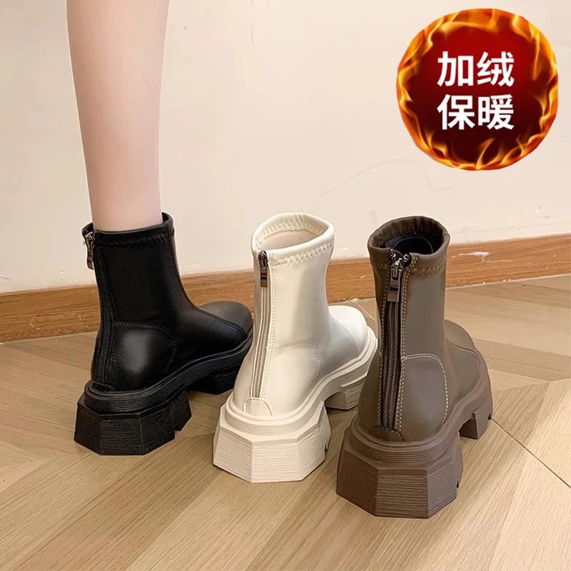 厚底爆款马丁靴女士2023年新款冬季复古踝靴瘦瘦靴法式韩系小短靴