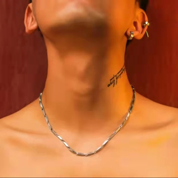 钛钢项链 潮款潮牌百搭小众男生情侣链子T恤配饰不掉色古巴链