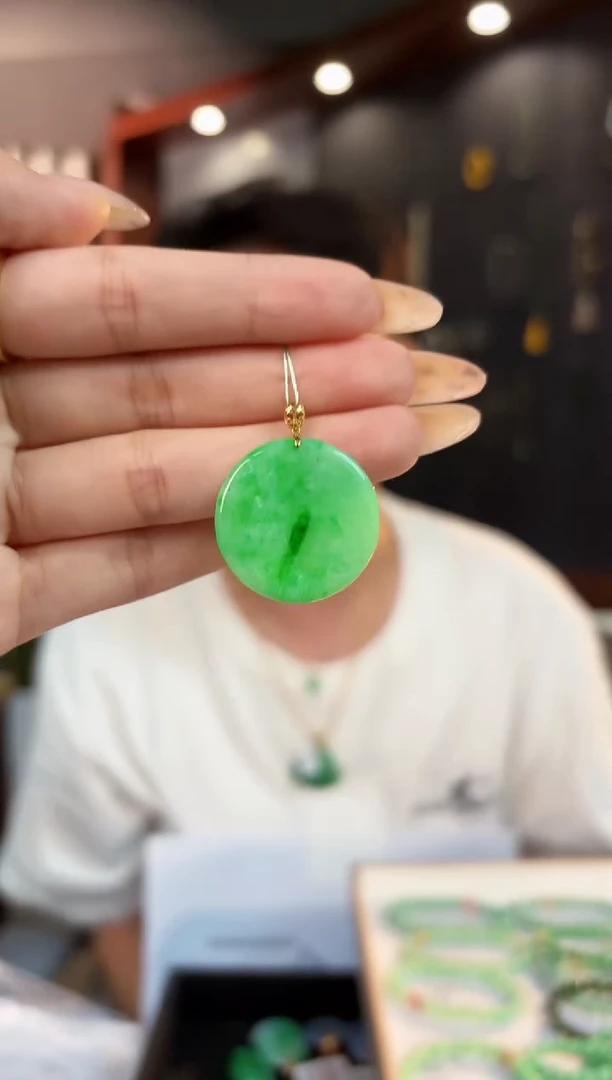 【闪购商品】翡翠颈饰18K金镶嵌缅料A货/支持复检/一件